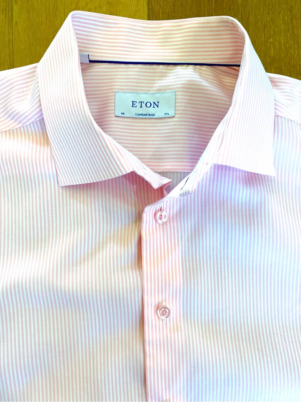 Eton Dress Shirt Contemporary-Fit Pink White Pinstriped Business Career 44 17.5
